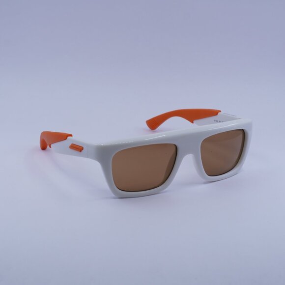 Bottega Veneta BV1232S 004 Sunglasses Ivory/Orange Rectangle Frame, Brown Lenses - Picture 4 of 11
